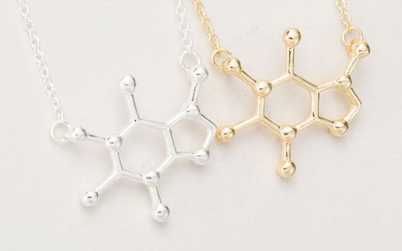 Caffeine molecule necklace for fashionable and elegant look