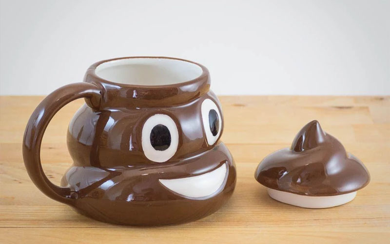 Funny Poop Emoji Mug with Handgrip & Swirly Lid