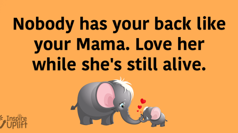 Nobody has your back like your Mama. Love her while she's still alive.
