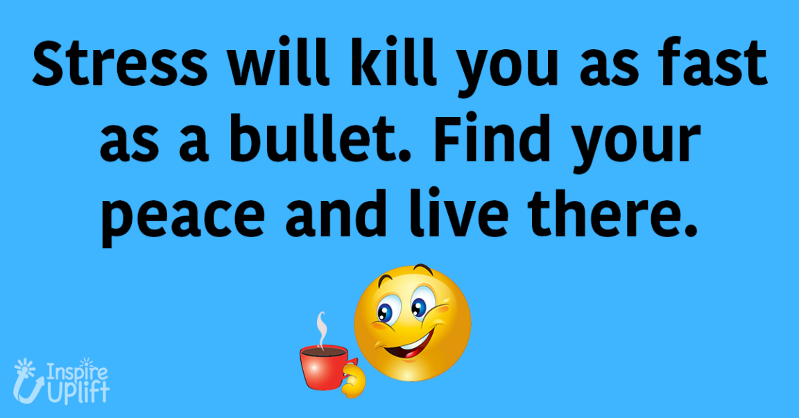 Stress Will Kill You As Fast As A Bullet. Find Your Peace And Live There.