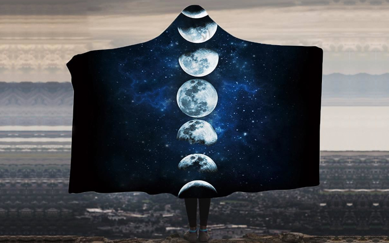 Moon Phases Hoodie Blanket