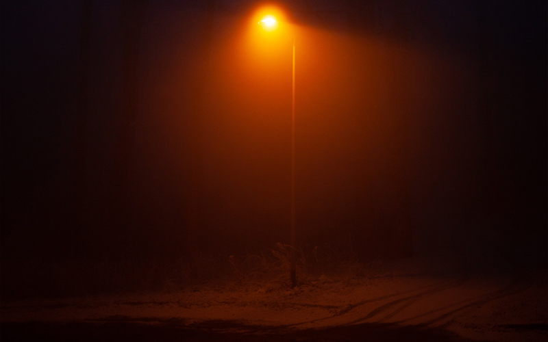 A normal street light at night