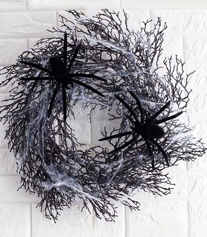 Cobweb Wreath For Halloween, “The Black Widow” 