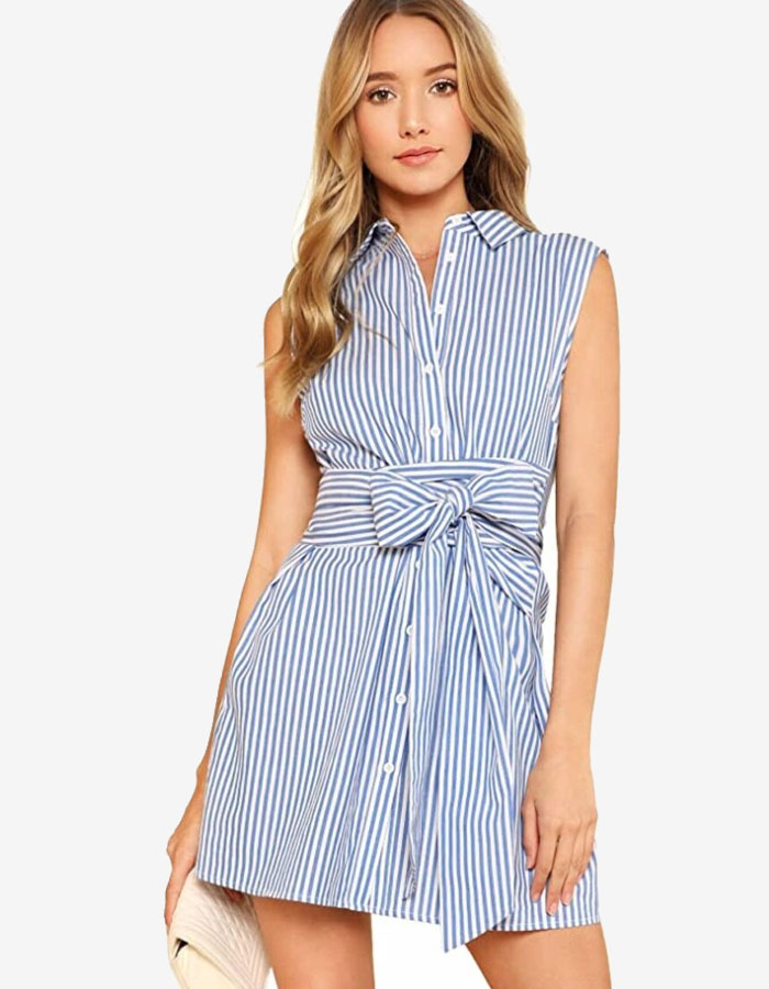 Sleeveless, short, or long-sleeved shirt dress