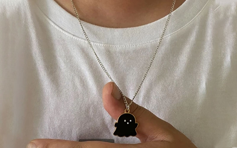 Adorably Cool Ghost Necklace For Fun Halloween