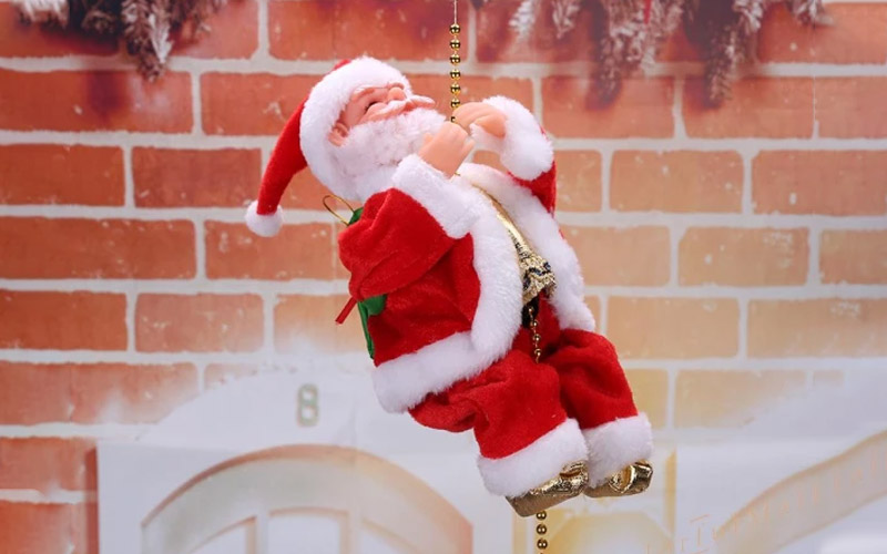 Musical Rope Climbing Santa For Cheerful Xmas Decor