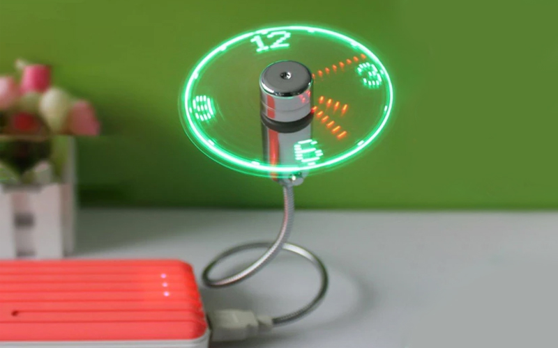 Flexible USB LED Clock Fan