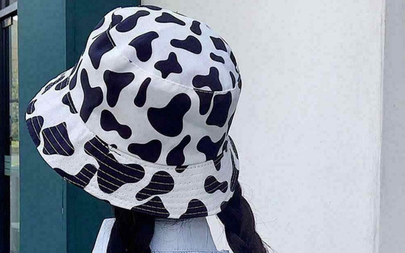 Cow print bucket hat suitable for head sizes: 55-58 cm