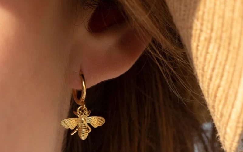 Gold & Silver Copper Alloy Honey Bee Earrings