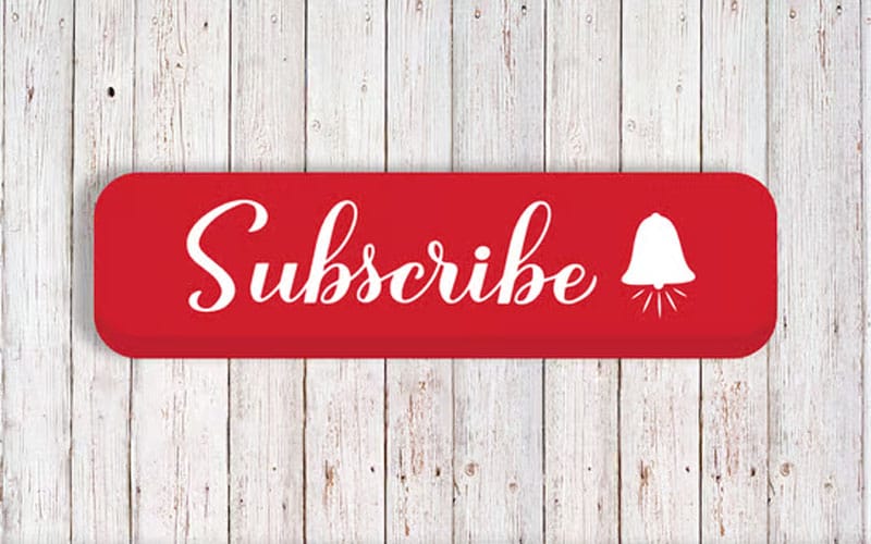 Subscribe calligraphy hand lettering on red button