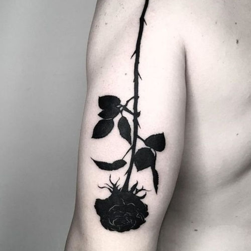 Black Rose With Petals