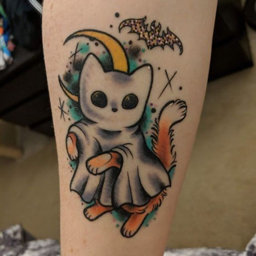 Ghost Kitty  Ghost tattoo Spooky tattoos Halloween tattoos