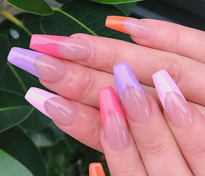 Coffin French Tip Nails