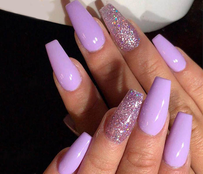 Purple Coffin Nails