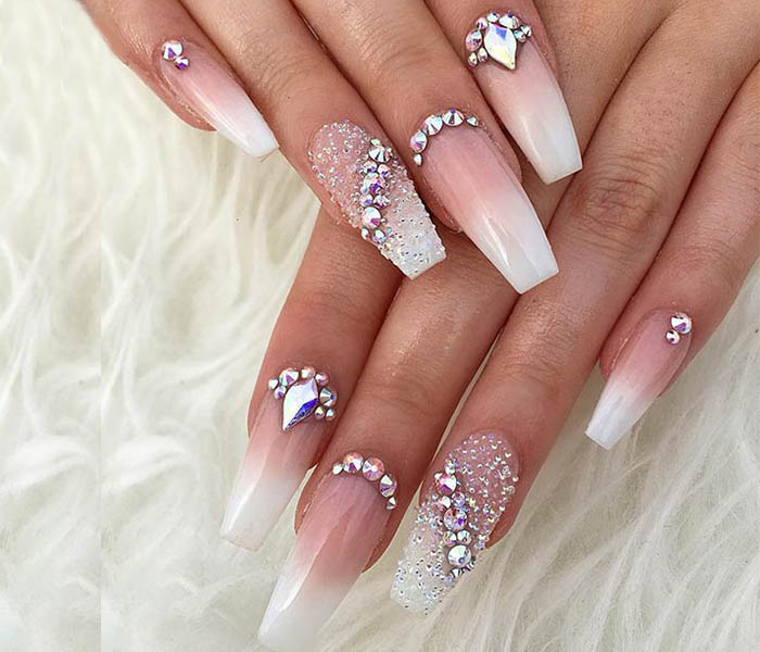 Coffin Nails With Diamonds