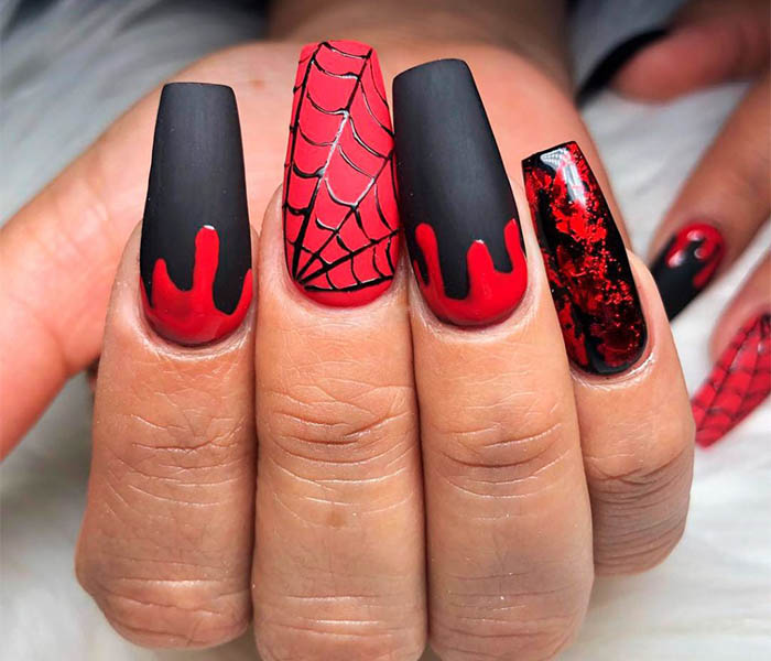 Red coffin on sale nails designs