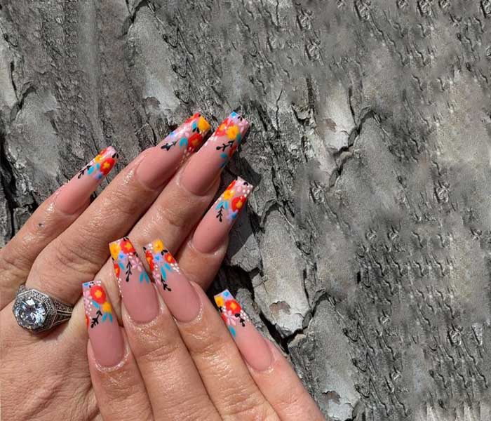 Summer Coffin Nails