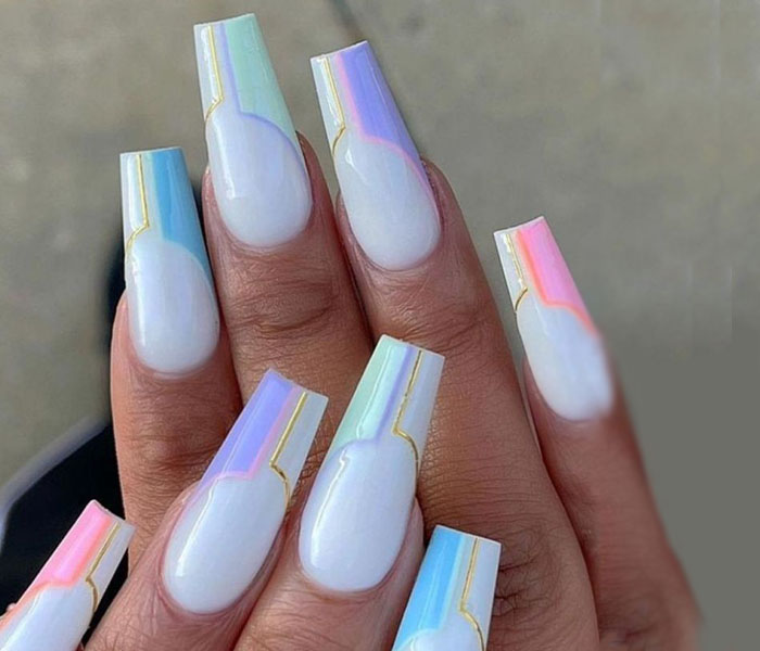 Marble Coffin Nails