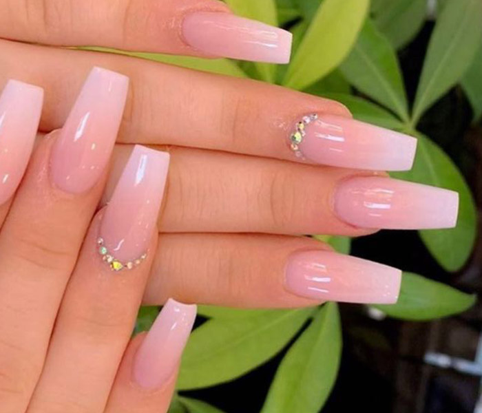 light pink coffin nails long