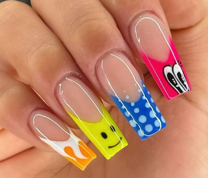 Summer Coffin Nails