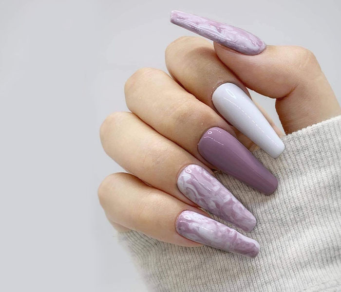 Marble Coffin Nails