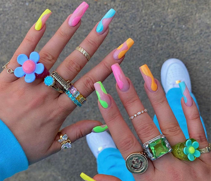 Summer Coffin Nails