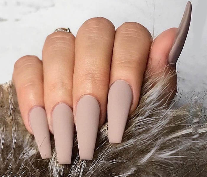 Matte Coffin Shape Nails