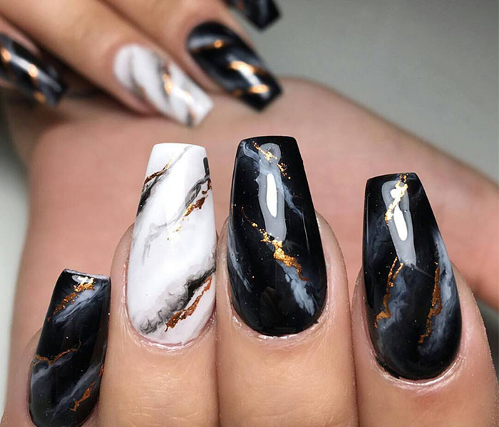 Marble Coffin Nails