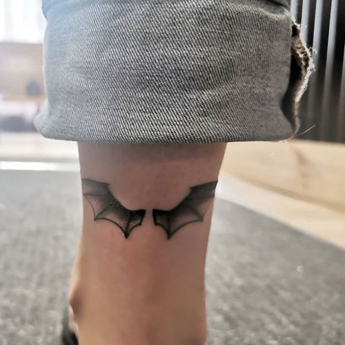 Tattoo tagged with: small, animal, little, tiny, sarahmarch, bat, ankle,  hand poked | inked-app.com