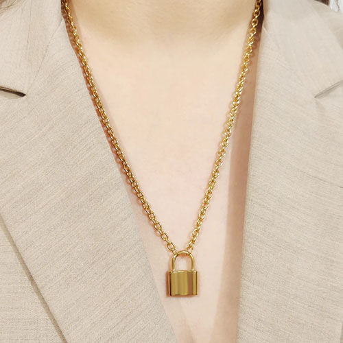 Gold & Silver Lock Necklace