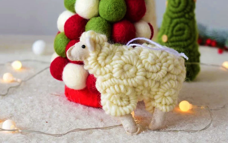 Felt Sheep Ornament For Christmas Decoration