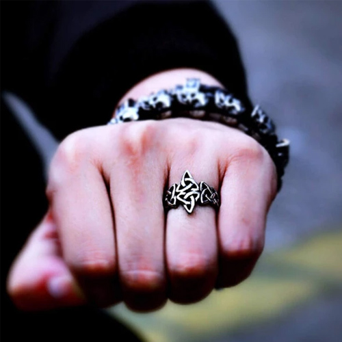 Stainless Steel Silver Triquetra Ring