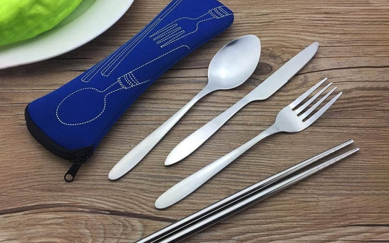 4 Sets Reusable Utensils Set With Case Chopsticks Cutter Fork Spoon Travel  Cutlery Set Lunch Box Accessories Daily Use - AliExpress