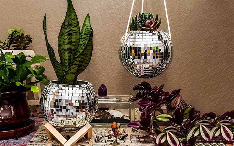 Hanging Disco Ball Planter For Home & Office Decor