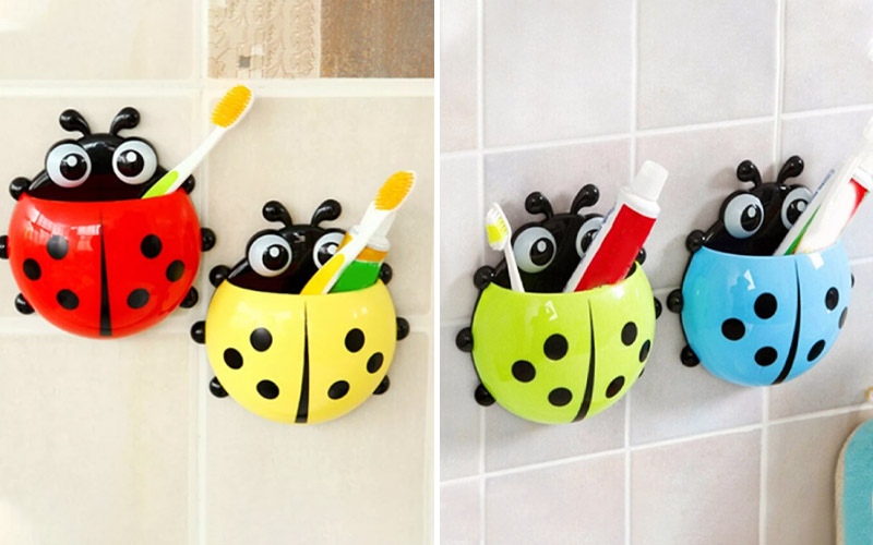 Ladybug Toothbrush Holder With Suction Cups