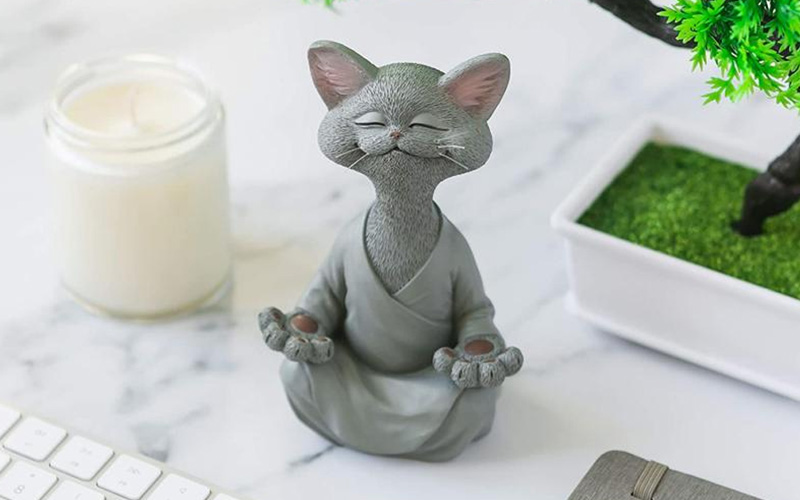 Whimsical Happy Buddha Cat