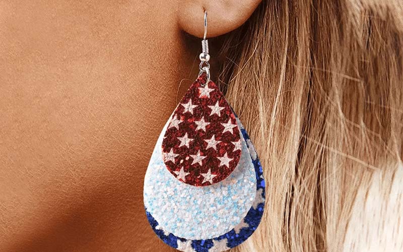 American Flag Multi-Layered Water Drop Earrings