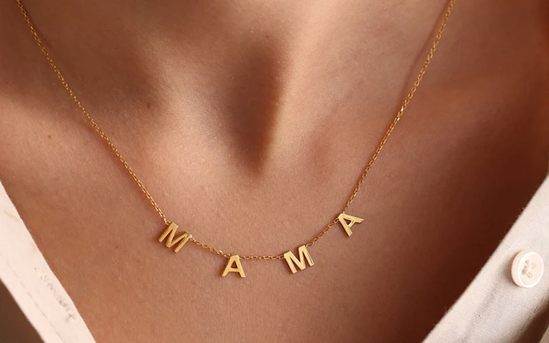 MAMA Pave Letter Necklace