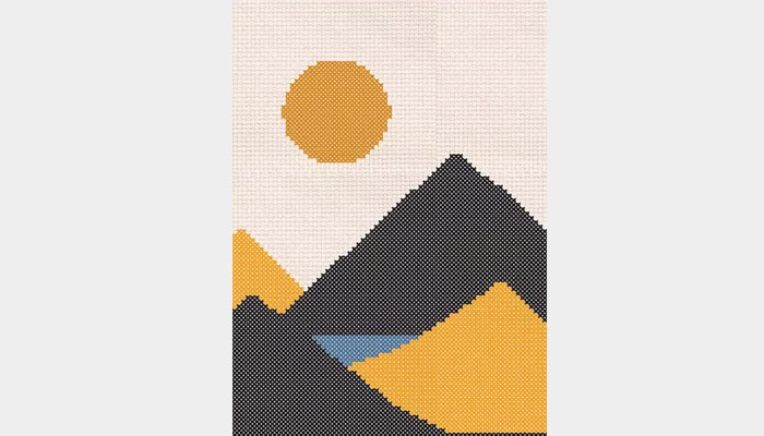 Sunrise in hills cross stitch PDF pattern