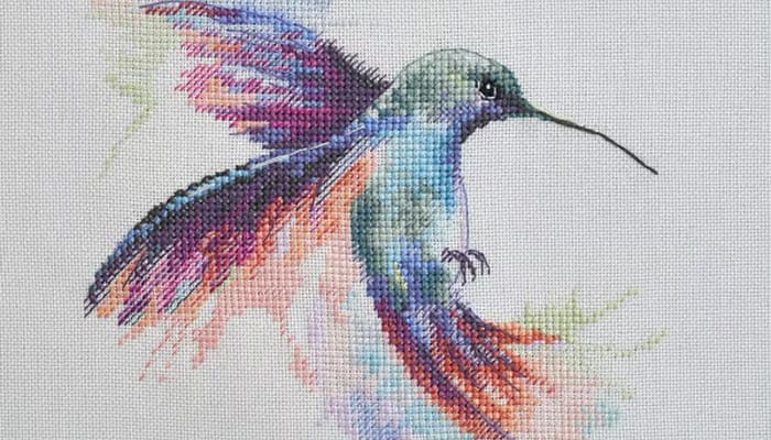 Colorful hummingbird cross stitch PDF pattern