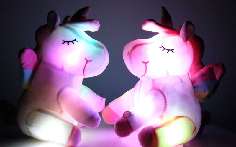 Multicolored Light Up Unicorn Plush Toy