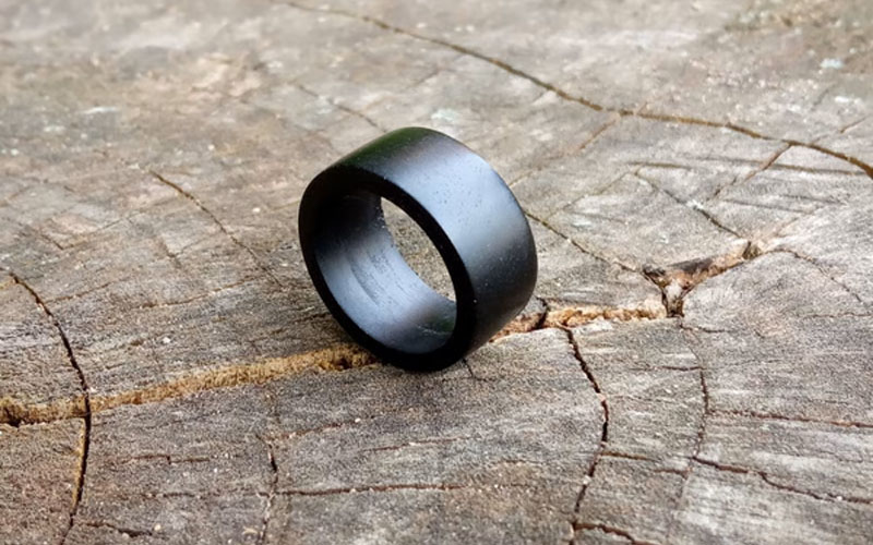 goth ring goth wedding ring set black ring wood