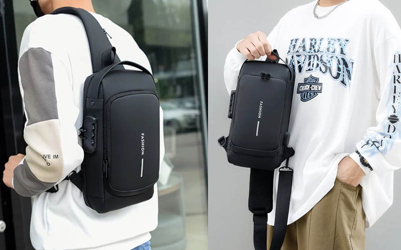 USB Charging Sport Sling Anti-Theft Shoulder Bag