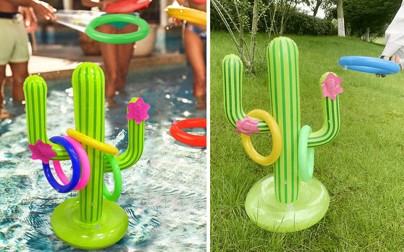 Inflatable Cactus Swimming Pool Ring Toss Game