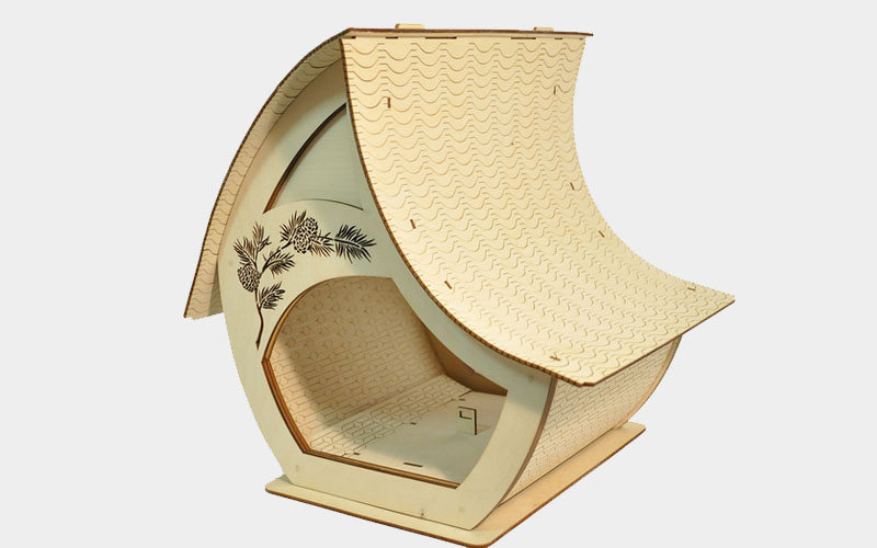 Wooden bird feeder CRADLE for your garden with fir