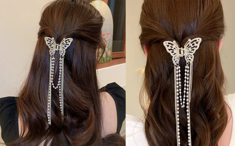 Butterfly Hair Clip With Long Tassel for Women
