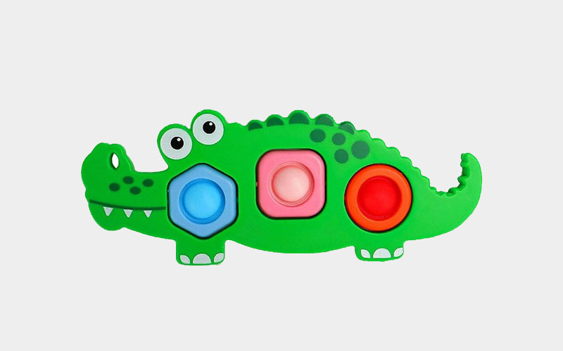 Crocodile green flipping pop-it fidget toy