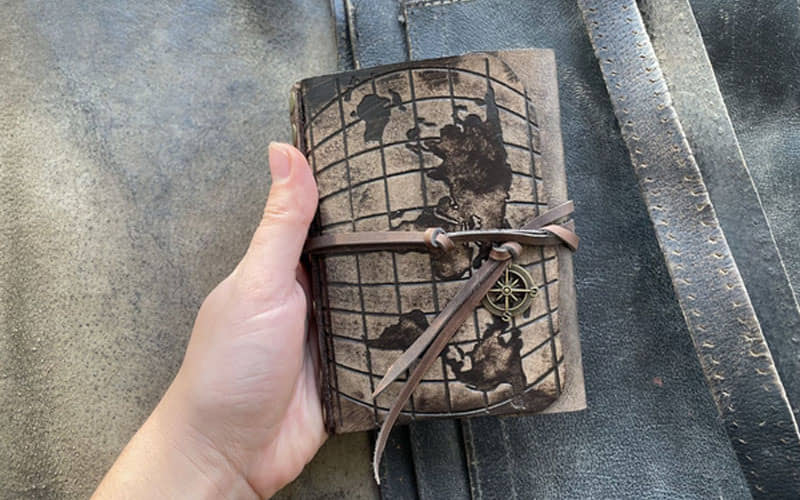 Map Full Grain Premium Leather Journal Notebook