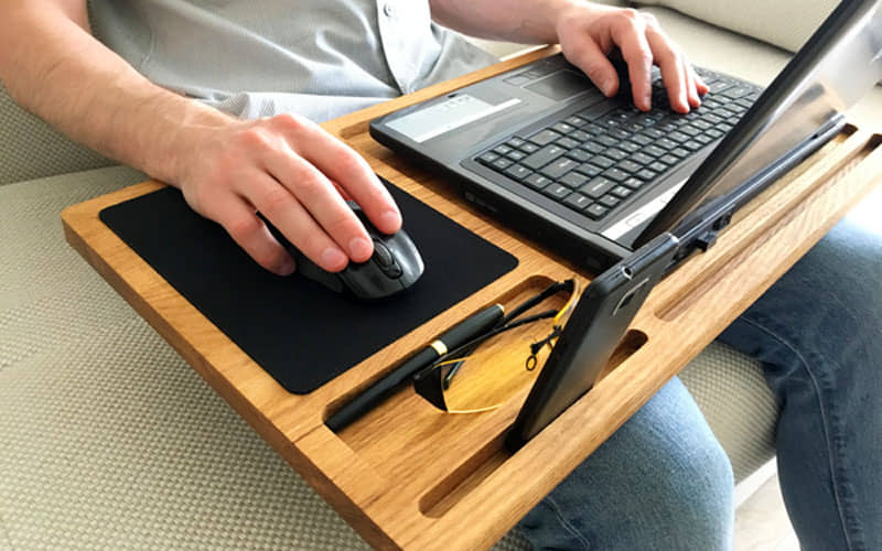 Easy to carry Lap desk oak wood laptop stand