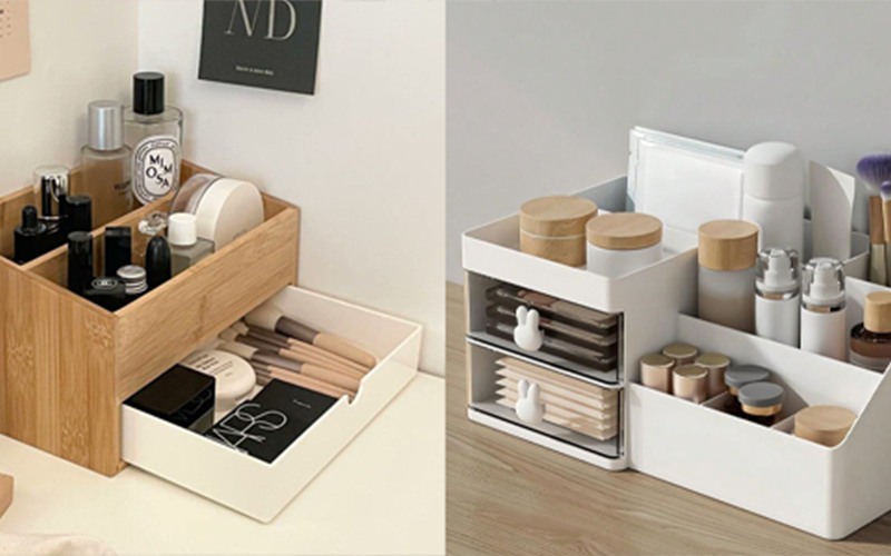 wood makeup organizer